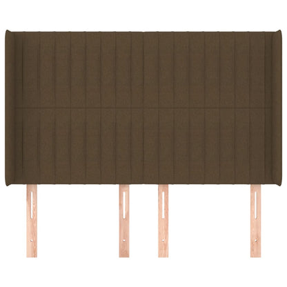 Hoofdbord Met Randen Stof 147 x 16 x 118/128 cm Donkerbruin