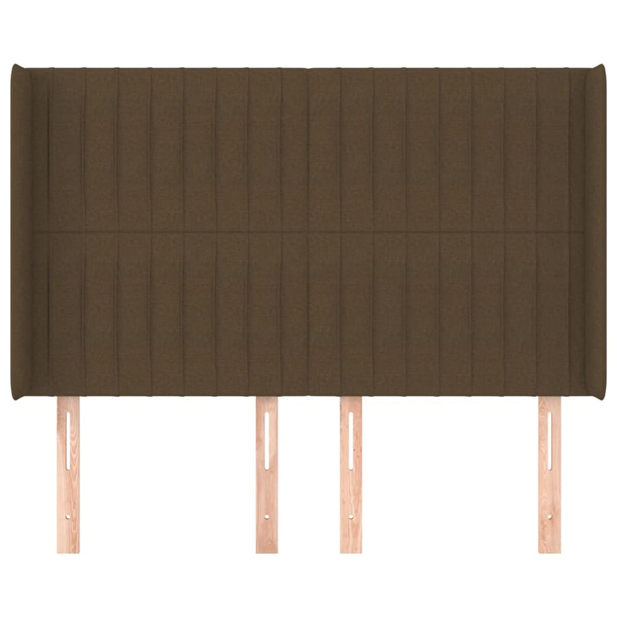 Hoofdbord Met Randen Stof 147 x 16 x 118/128 cm Donkerbruin