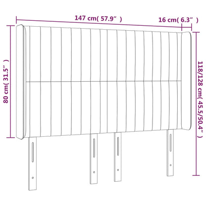 Hoofdbord Met Randen Stof 147 x 16 x 118/128 cm Taupe