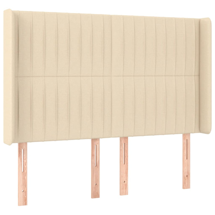 Hoofdbord Met Randen Stof Kleurig 147 x 16 x 118/128 cm Crème