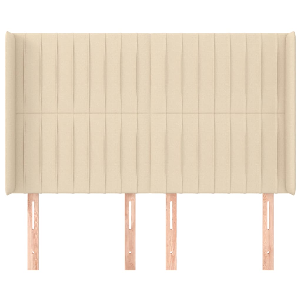 Hoofdbord Met Randen Stof Kleurig 147 x 16 x 118/128 cm Crème