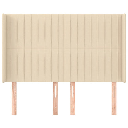 Hoofdbord Met Randen Stof Kleurig 147 x 16 x 118/128 cm Crème