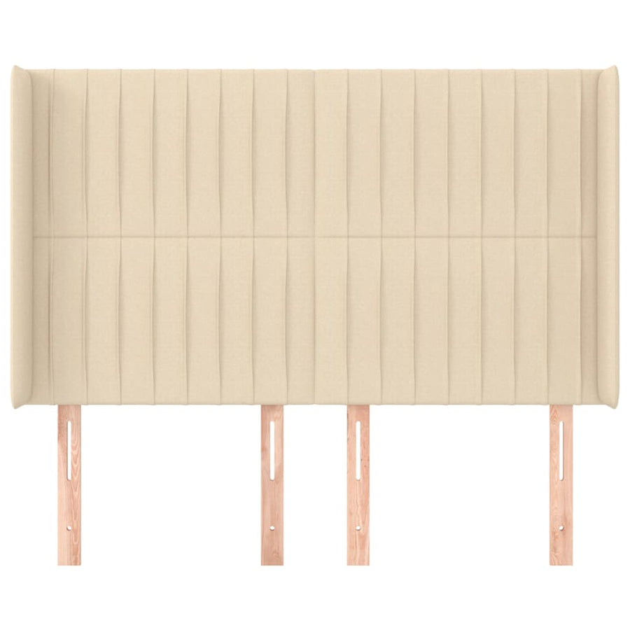 Hoofdbord Met Randen Stof Kleurig 147 x 16 x 118/128 cm Crème