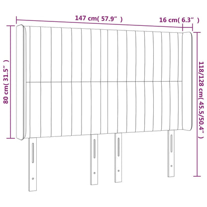 Hoofdbord Met Randen Stof Kleurig 147 x 16 x 118/128 cm Crème