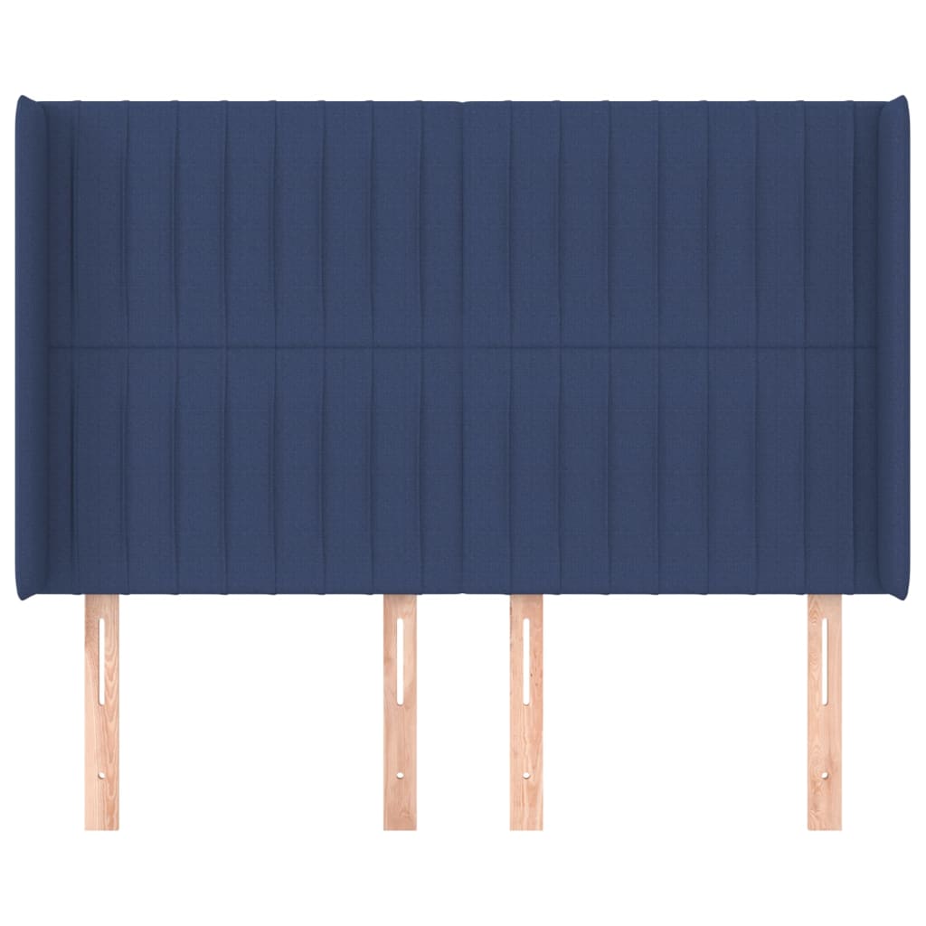 Hoofdbord Met Randen Stof 147 x 16 x 118/128 cm Blauw