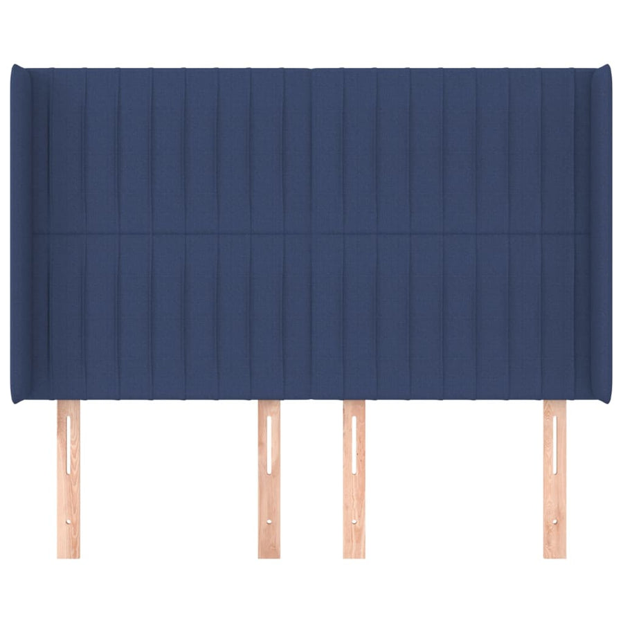 Hoofdbord Met Randen Stof 147 x 16 x 118/128 cm Blauw
