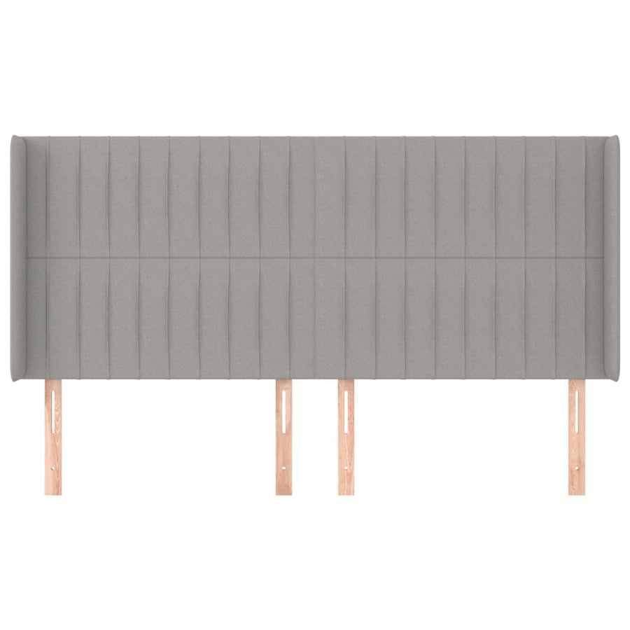 Hoofdbord Met Randen Stof 163 x 16 x 118/128 cm Lichtgrijs