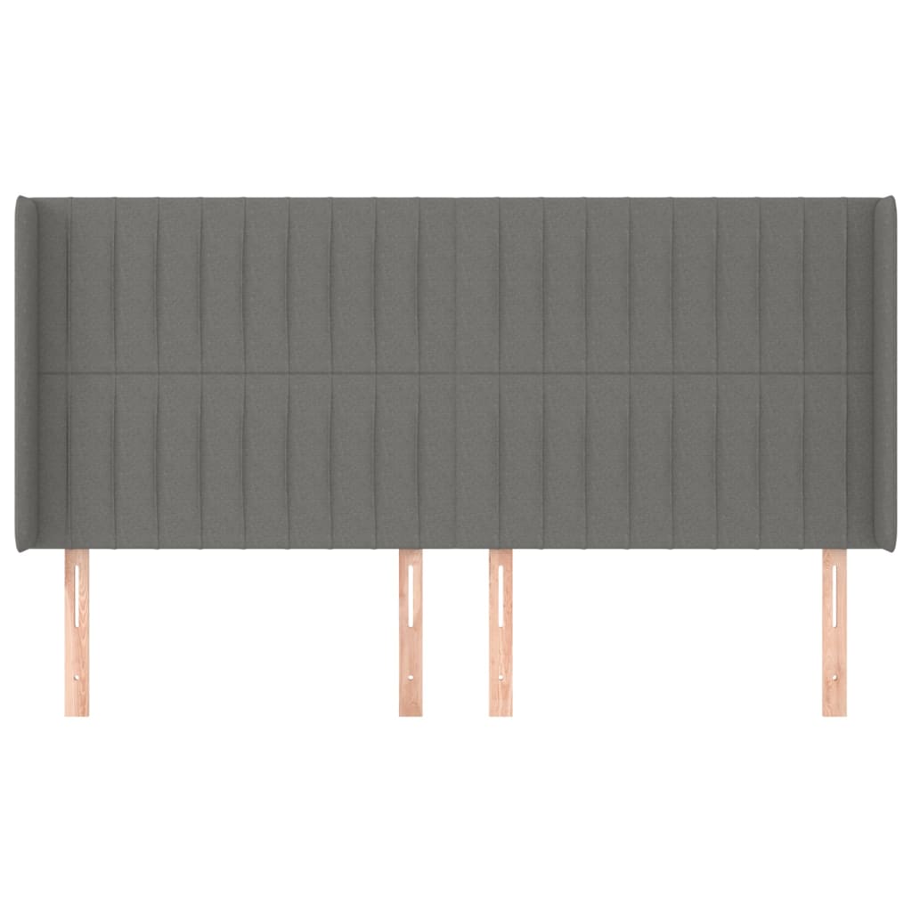 Hoofdbord Met Randen Stof 163 x 16 x 118/128 cm Donkergrijs