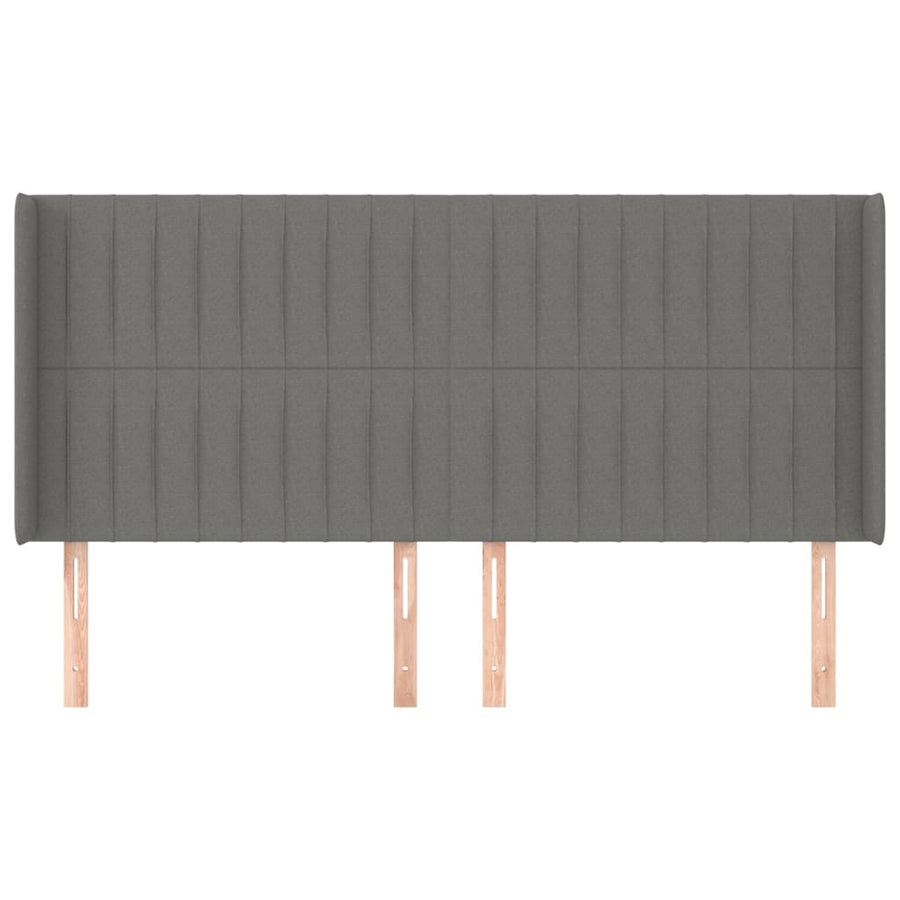 Hoofdbord Met Randen Stof 163 x 16 x 118/128 cm Donkergrijs