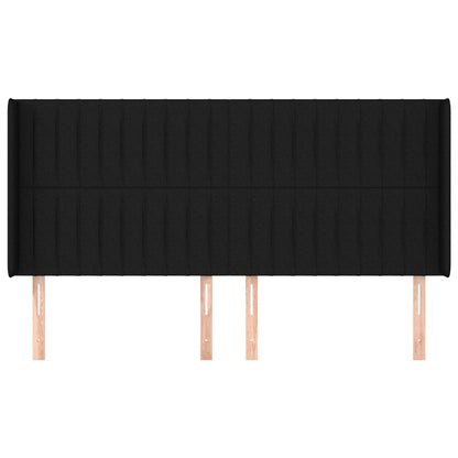 Hoofdbord Met Randen Stof 163 x 16 x 118/128 cm Zwart