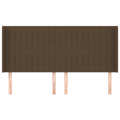 Hoofdbord Met Randen Stof 163 x 16 x 118/128 cm Donkerbruin