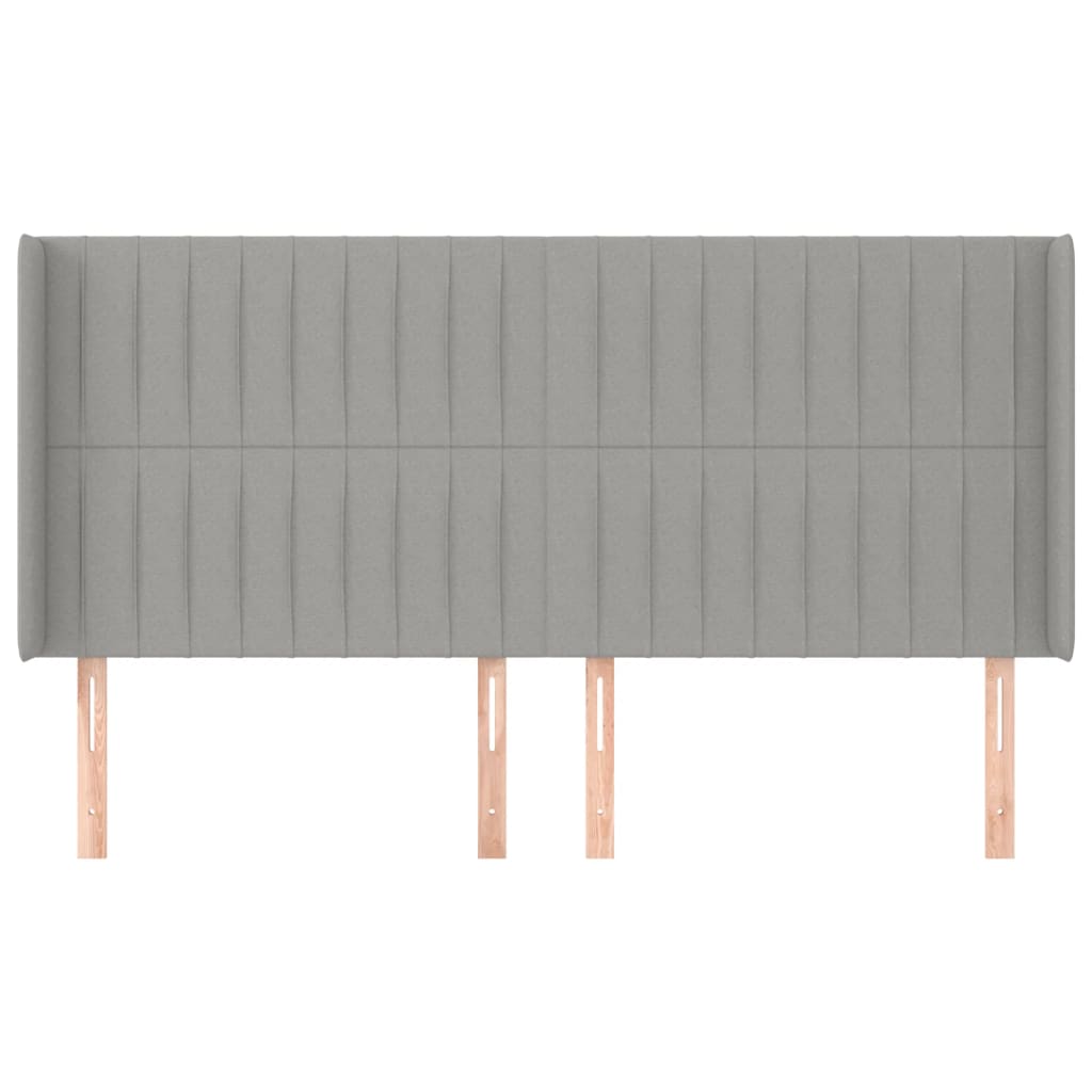 Hoofdbord Met Randen Stof 183 x 16 x 118/128 cm Lichtgrijs