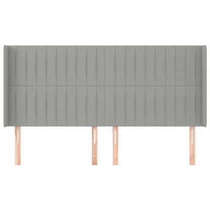 Hoofdbord Met Randen Stof 183 x 16 x 118/128 cm Lichtgrijs