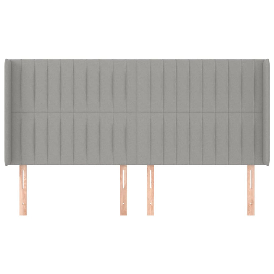 Hoofdbord Met Randen Stof 183 x 16 x 118/128 cm Lichtgrijs