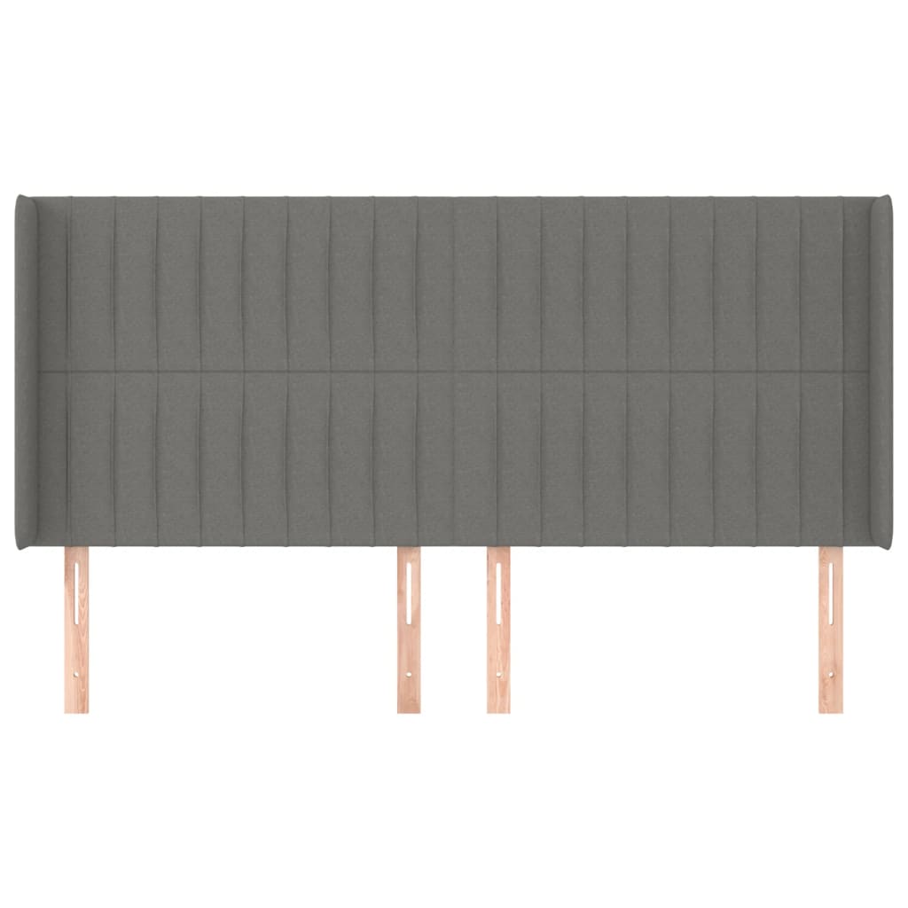 Hoofdbord Met Randen Stof 183 x 16 x 118/128 cm Donkergrijs
