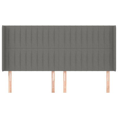 Hoofdbord Met Randen Stof 183 x 16 x 118/128 cm Donkergrijs