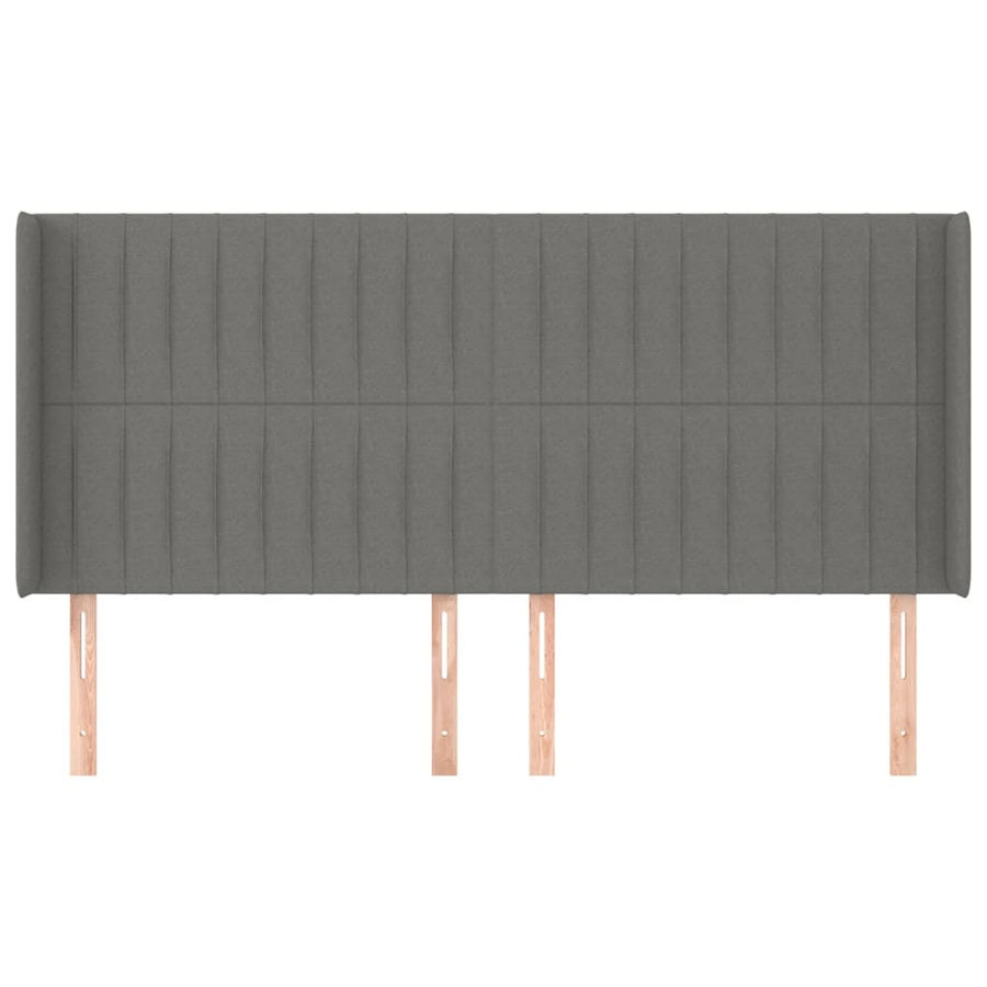 Hoofdbord Met Randen Stof 183 x 16 x 118/128 cm Donkergrijs