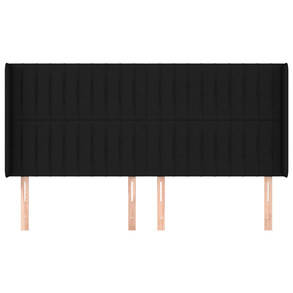 Hoofdbord Met Randen Stof 183 x 16 x 118/128 cm Zwart
