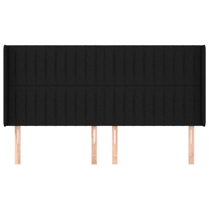 Hoofdbord Met Randen Stof 183 x 16 x 118/128 cm Zwart