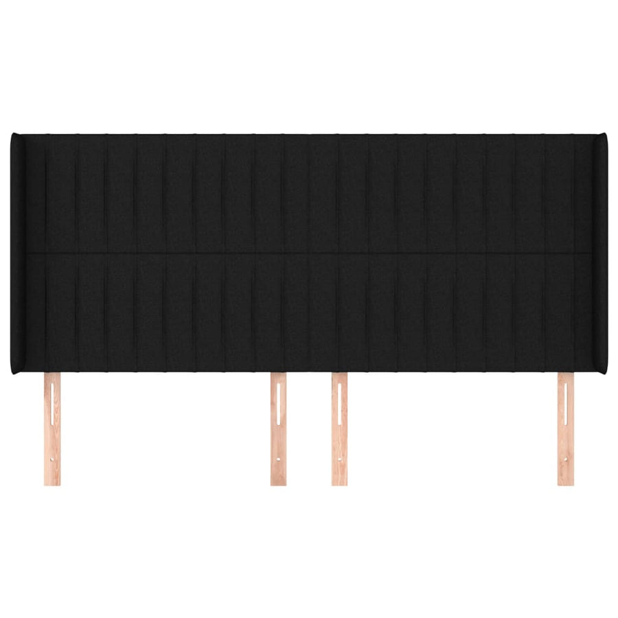 Hoofdbord Met Randen Stof 183 x 16 x 118/128 cm Zwart