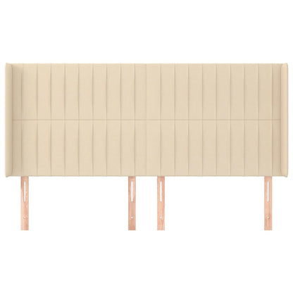 Hoofdbord met randen 183x16x118/128 cm stof crèmekleurig