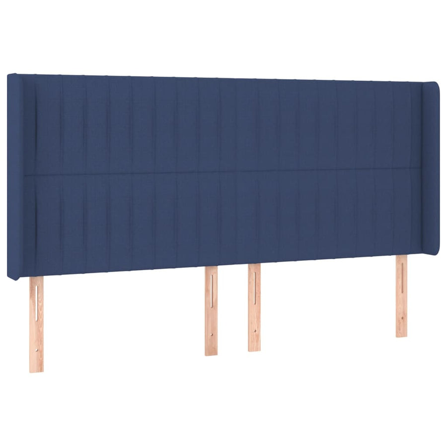 Hoofdbord Met Randen Stof 183 x 16 x 118/128 cm Blauw