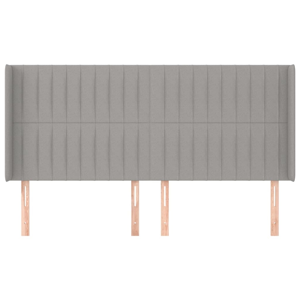 Hoofdbord Met Randen Stof 203 x 16 x 118/128 cm Lichtgrijs