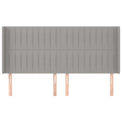 Hoofdbord Met Randen Stof 203 x 16 x 118/128 cm Lichtgrijs