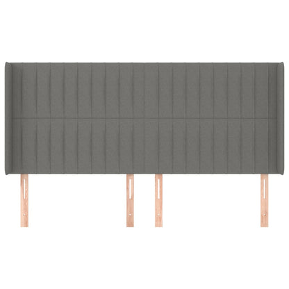 Hoofdbord Met Randen Stof 203 x 16 x 118/128 cm Donkergrijs