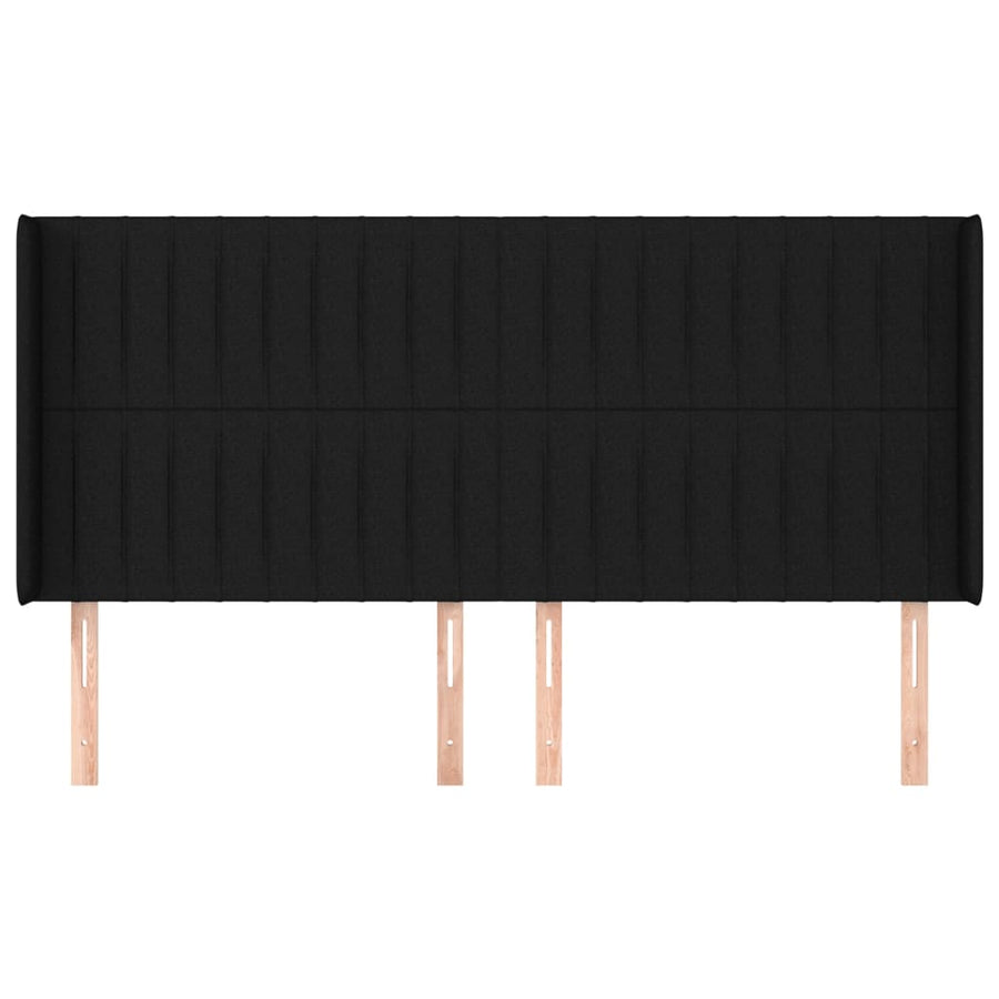 Hoofdbord Met Randen Stof 203 x 16 x 118/128 cm Zwart
