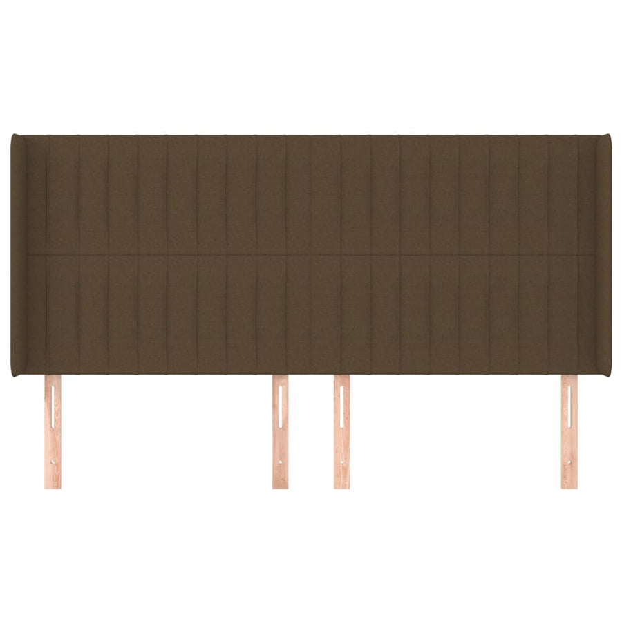 Hoofdbord Met Randen Stof 203 x 16 x 118/128 cm Donkerbruin