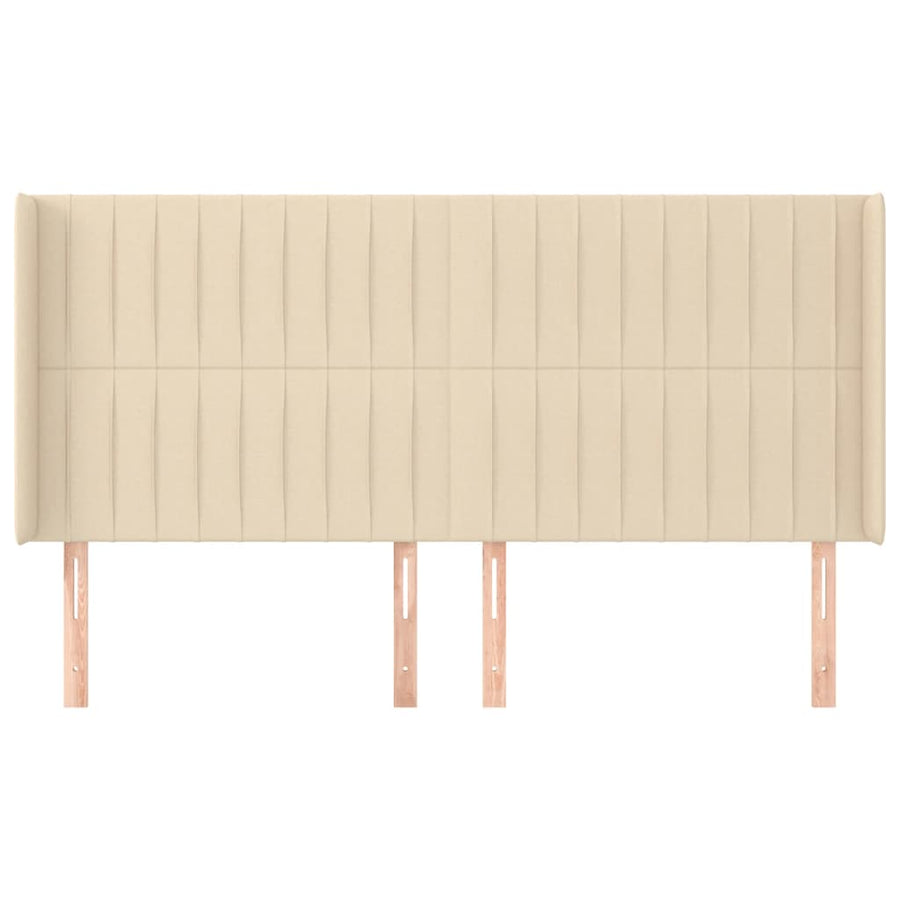 Hoofdbord Met Randen Stof Kleurig Crème 203 x 16 x 118/128 cm