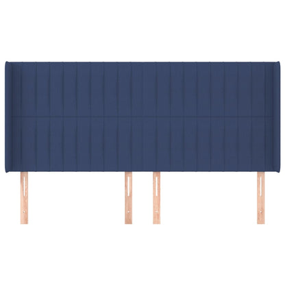 Hoofdbord Met Randen Stof 203 x 16 x 118/128 cm Blauw