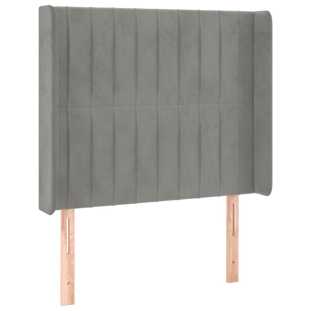 Hoofdbord Met Randen Fluweel 83 x 16 x 118/128 cm Lichtgrijs