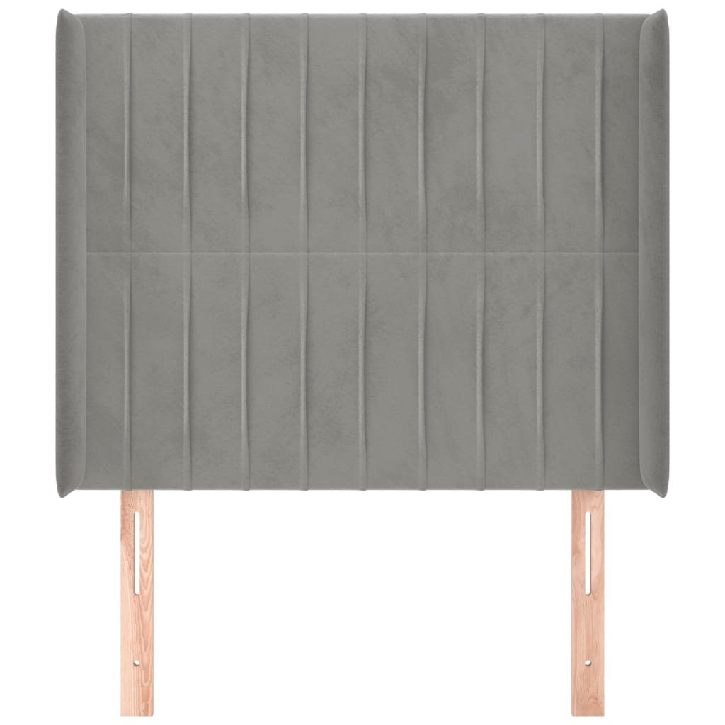 Hoofdbord Met Randen Fluweel 83 x 16 x 118/128 cm Lichtgrijs