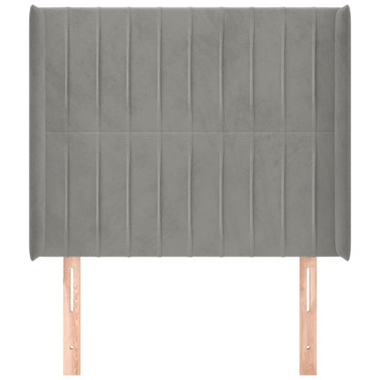 Hoofdbord Met Randen Fluweel 83 x 16 x 118/128 cm Lichtgrijs