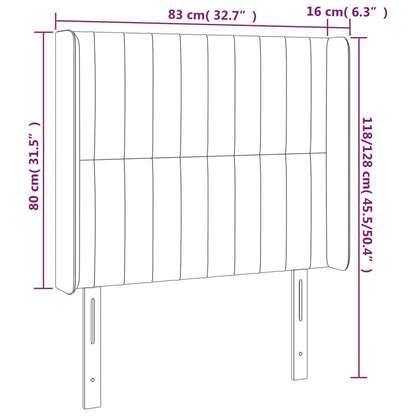 Hoofdbord Met Randen Fluweel 83 x 16 x 118/128 cm Lichtgrijs