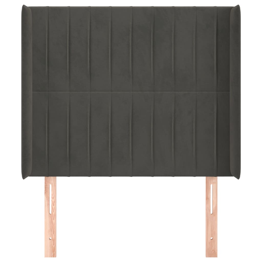 Hoofdbord Met Randen Fluweel 83 x 16 x 118/128 cm Donkergrijs