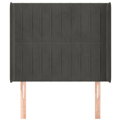 Hoofdbord Met Randen Fluweel 83 x 16 x 118/128 cm Donkergrijs