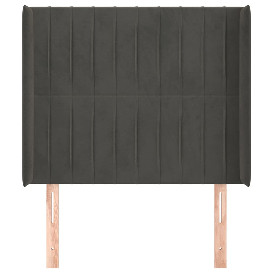 Hoofdbord Met Randen Fluweel 83 x 16 x 118/128 cm Donkergrijs