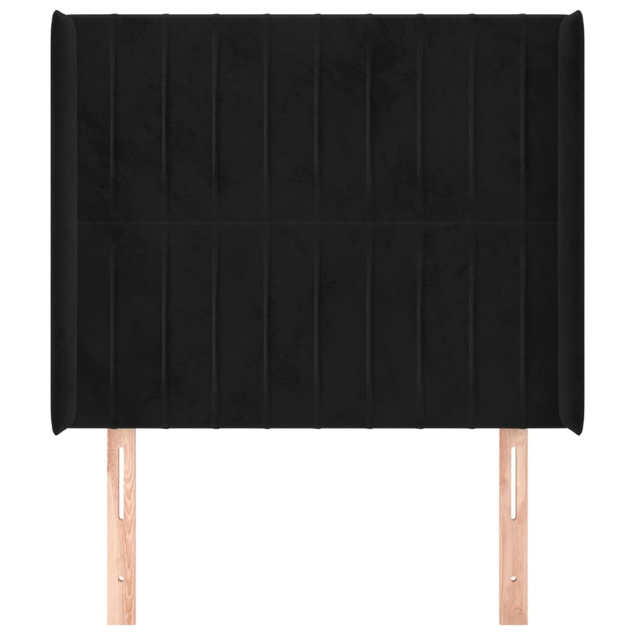 Hoofdbord Met Randen Fluweel 83 x 16 x 118/128 cm Zwart