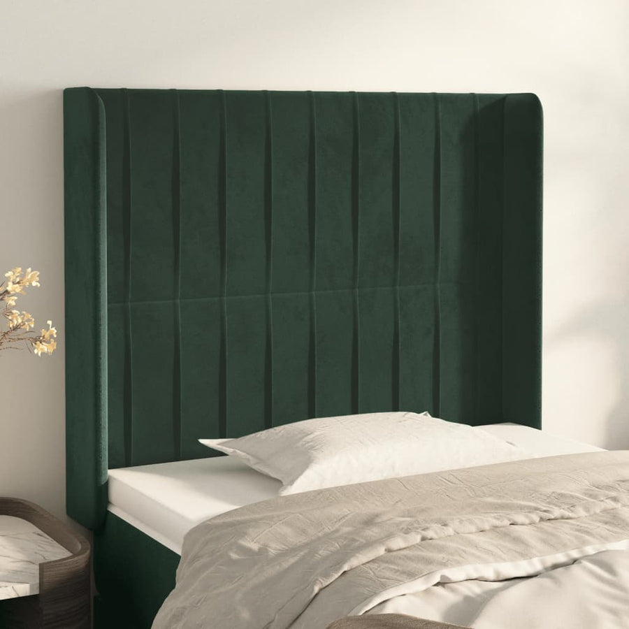 Hoofdbord Met Randen Fluweel Groen 83 x 16 x 118/128 cm