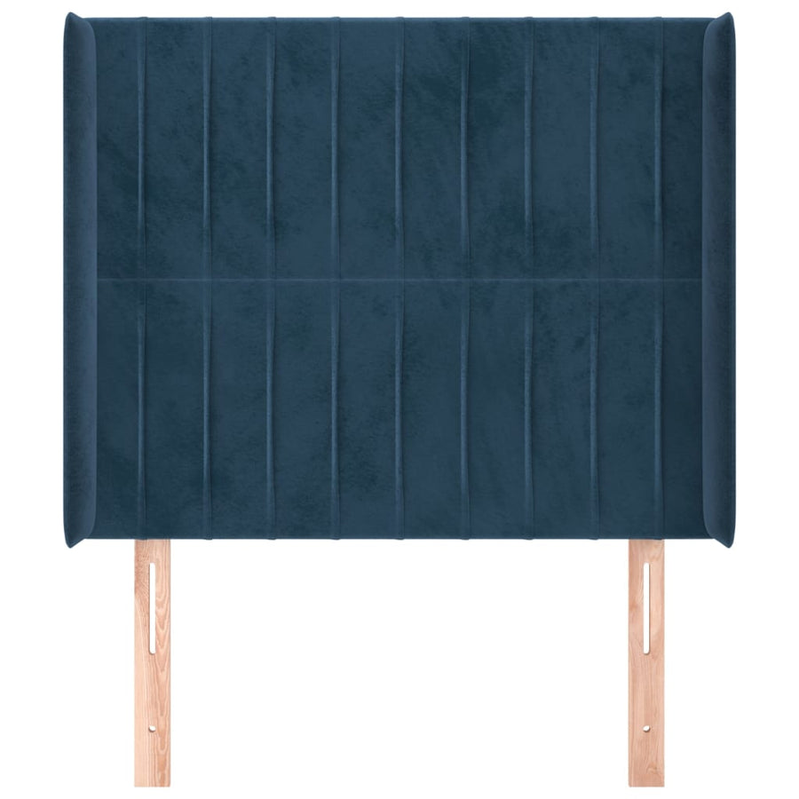 Hoofdbord Met Randen Fluweel Blauw 83 x 16 x 118/128 cm