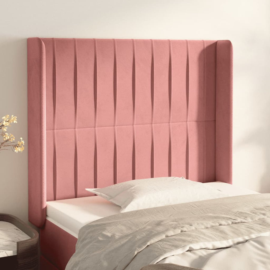 Hoofdbord Met Randen Fluweel 83 x 16 x 118/128 cm Roze