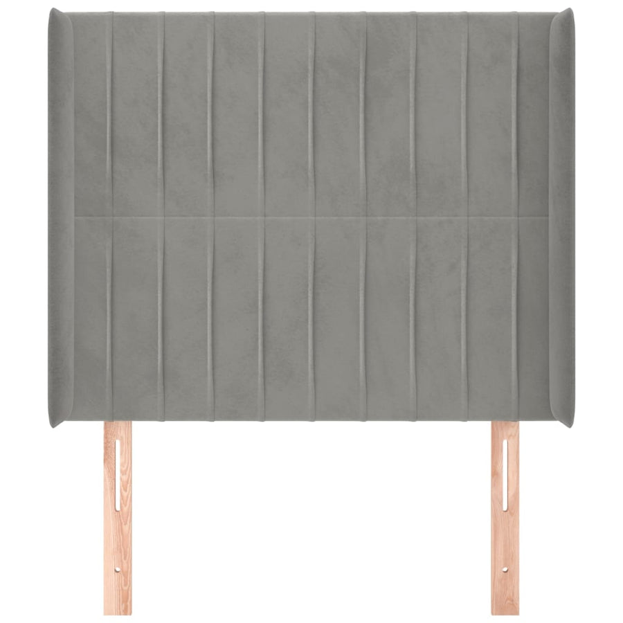 Hoofdbord Met Randen Fluweel 93 x 16 x 118/128 cm Lichtgrijs