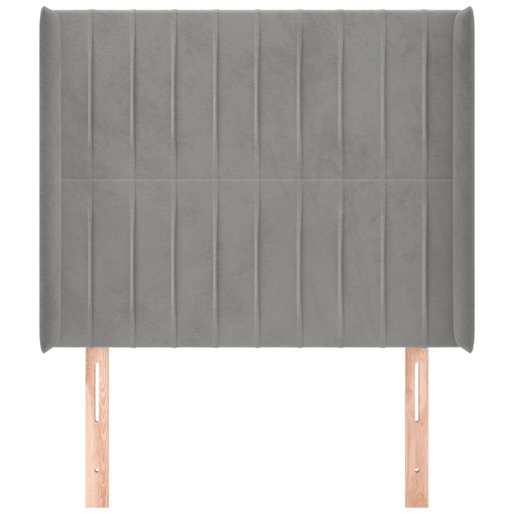 Hoofdbord Met Randen Fluweel 103 x 16 x 118/128 cm Lichtgrijs