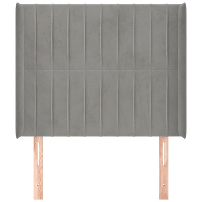 Hoofdbord Met Randen Fluweel 103 x 16 x 118/128 cm Lichtgrijs
