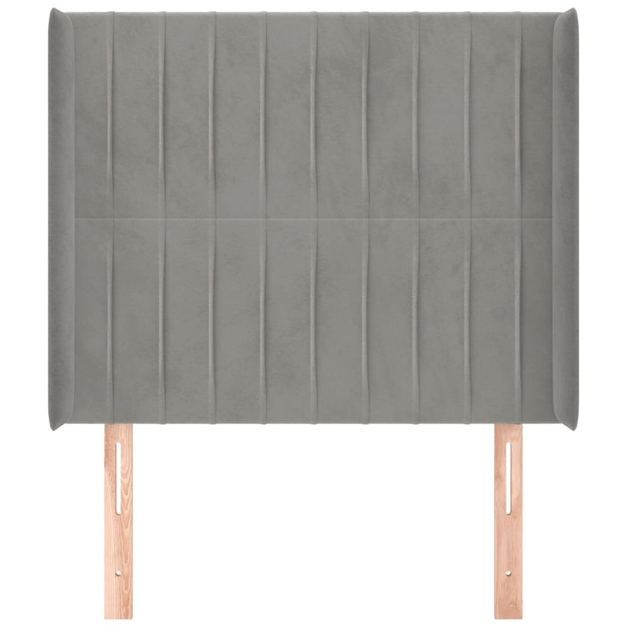 Hoofdbord Met Randen Fluweel 103 x 16 x 118/128 cm Lichtgrijs