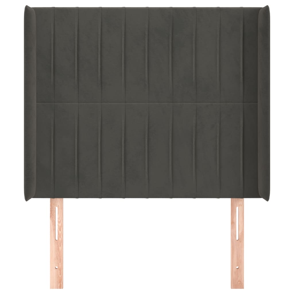 Hoofdbord Met Randen Fluweel 103 x 16 x 118/128 cm Donkergrijs