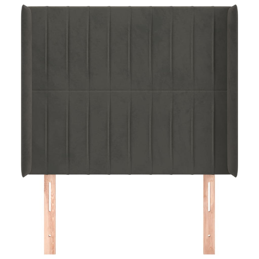 Hoofdbord Met Randen Fluweel 103 x 16 x 118/128 cm Donkergrijs